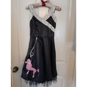 Franco Youth Girls Medium Black Dress/Costume With Sequin Poodle. B27